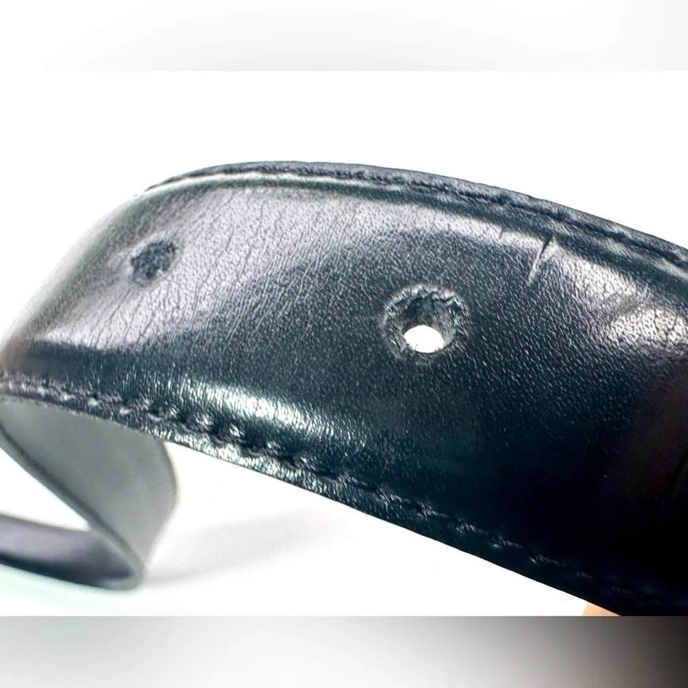 Black Leather Belt with Silver Buckle, France, L